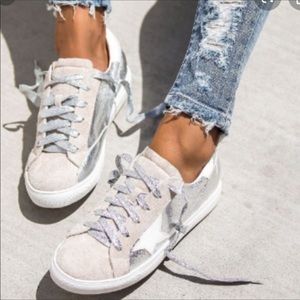 VICI ALL-STAR FAUX SUEDE METALLIC SNEAKERS